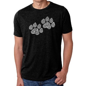 LA Pop Art Men's Premium Blend Word Art T-shirt - Woof Paw Prints - 1 of 4