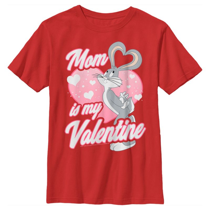 Boy's Looney Tunes Bugs Bunny Mom is my Valentine T-Shirt, 1 of 5