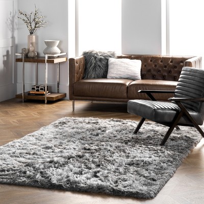 Silver Grey Modern Thick Plain Soft Shaggy Rug Floor Carpet Runner 120 x 170cm 