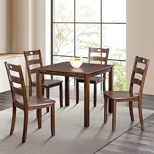 5-Piece Dining Set with Square Table and 4 Slat Back Chairs - 1 of 4