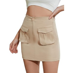 Cargo Skirts for Women Summer Casual High Waist Mini Skirt with Pocket - 1 of 4