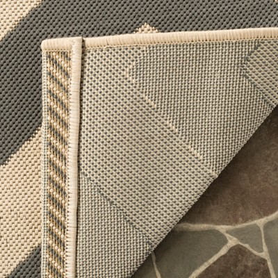 Grey and Beige Chevron Indoor/Outdoor Runner Rug