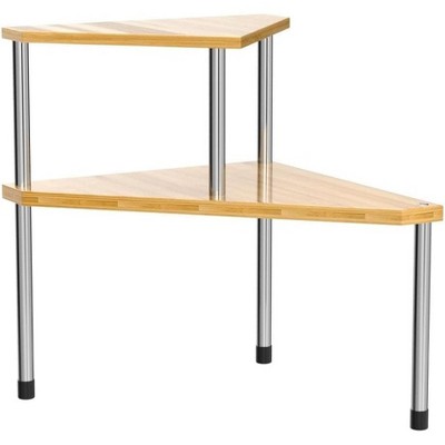 Bathroom Two Tier Storage Countertop Corner Shelf, Space Saving Storage Shelves, Bathroom, Kitchen, Living Room Office Home Decor