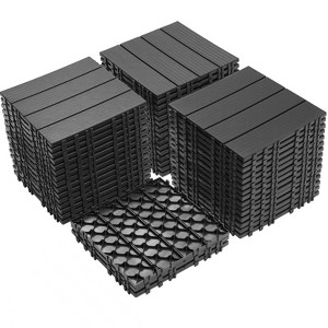 Gulches Interlocking Deck Tiles Flooring, 12.00"x12.00"(Pack of 44), Patio Flooring Outdoor  for Garden Poolside Front/Back Yard, Light gray - 1 of 4