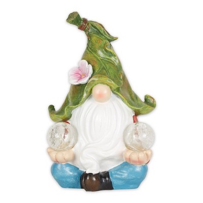 11.6" Polyresin Meditating Gnome Solar Statue - Zingz & Thingz
