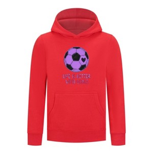 Everyday Kids Sports Collection Life-Is-Better-With-Goals Soccer Girls Pullover Hoodie – Purple Heart Ball Graphic Sweatshirt - 1 of 4