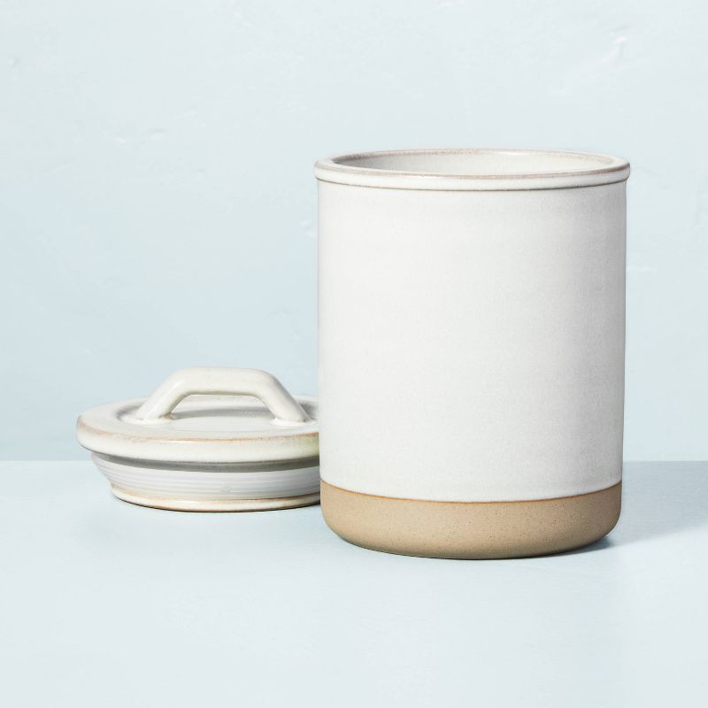 3pc Modern Rim Stoneware Canister Set Cream/Clay - Hearth &#38; Hand&#8482; with Magnolia, 3 of 7