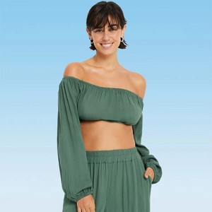 Women's Cropped Off The Shoulder Top - LSCN by LASCANA - 1 of 4