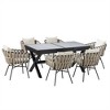 ELJGET 7-Piece Outdoor Patio Dining Set with Extendable Table and Rattan Chair for 6 People, Outdoor Table and Chairs for Garden Yard Porch, Brown - 4 of 4