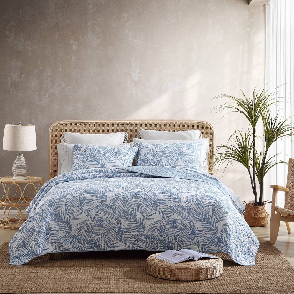 Photos - Bed Linen Tommy Bahama 2pc Twin Palmday Quilt & Sham Set Blue - : Botanical Pattern, Midweight Fabric, Machine Washable 