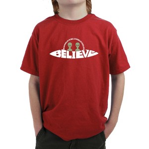 LA Pop Art Believe UFO - Boy's Word Art T-Shirt - 1 of 4