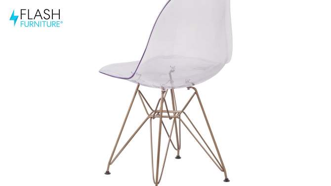 Flash Furniture Elon Series Ghost Chair with Gold Metal Base, 2 of 14, play video