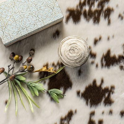 EcoChic Brown Faux Cowhide 5' x 7' Washable Area Rug