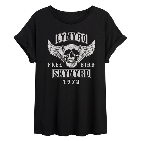 Women s Lynyrd Skynyrd Free Bird 1973 Skull Wings Oversized Graphic T shirt Target