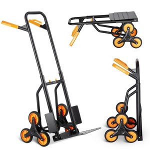 VEVOR Stair Climbing Cart, 440 lbs Capacity Stair Climber Hand Truck and Dolly, Heavy-Duty Folding Trolley Cart with Dual Handle, Black - 1 of 4