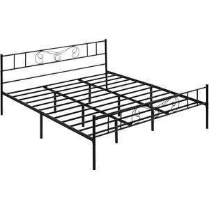 homfan KING Bed Metal Platform Bed Frame with Headboard & Footboard, No Box Spring Needed, Under Bed Storage, Easy Assembly, Modern Style,Black - 1 of 4