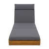 Set of 2 Outdoor Wood Reclining Lounge Chairs with Water-Resistant Cushions, Adjustable Chaise Loungers for Poolside or Backyard-The Pop Home - 4 of 4
