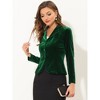 INSPIRE CHIC Women's Notched Lapel Long Sleeve Office Button Velvet Suit Blazer - 2 of 4