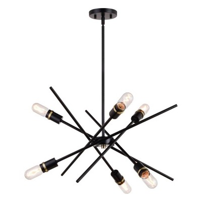 Vaxcel Halsted 6 - Light Pendant in  Black/Satin Brass