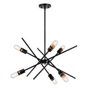 Vaxcel Halsted 6 - Light Pendant in  Black/Satin Brass - 1 of 4