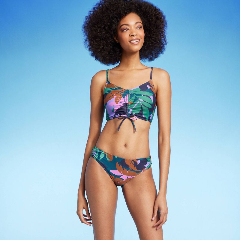 Women's Shirred Medium Coverage Hipster Bikini Bottom - Shade & Shore™ Multi Floral Print, 4 of 9