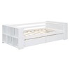 NicBex Full Size Wooden Daybed, Modern Sofa Bed Frame with Trundle, Bedside Shelves, USB and LED for Bedroom, Living Room - 4 of 4