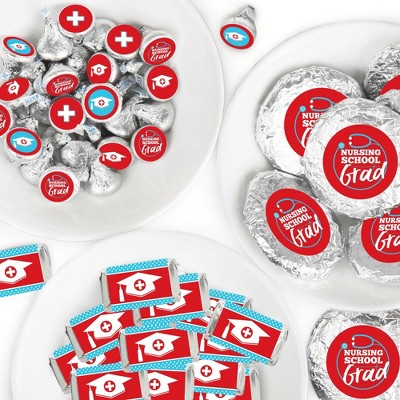 Big Dot of Happiness Nurse Graduation - Mini Candy Bar Wrappers, Round Candy Stickers and Circle Stickers - Candy Favor Sticker Kit - 304 Pieces