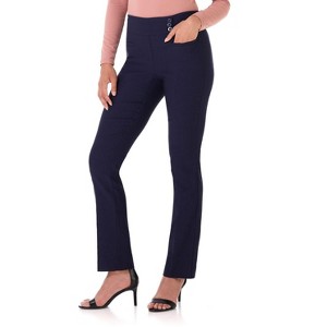 Rekucci Women's Pull-On Straight Leg Pants with Pockets & Tummy Control – Office Workwear Stretch Trousers - 1 of 4