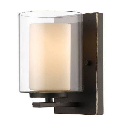 1 Light Sconce with Glass Old Bronze - Aurora Lighting