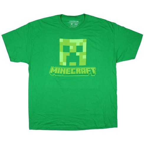 Minecraft Men s Creeper Block Face Graphic Adult Short Sleeve T shirt x large Green Target