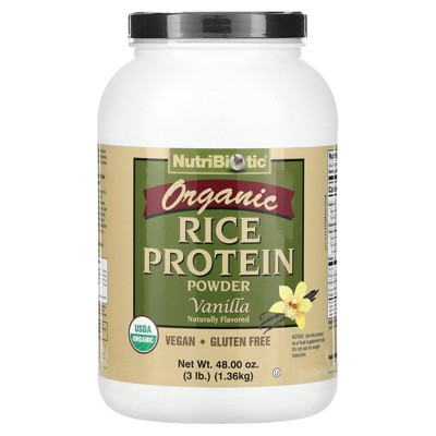 NutriBiotic Certified Organic Rice Protein Vanilla, 3 Lb. | Low Carbohydrate Vegan Protein Powder | Raw, Certified Kosher & Keto Friendly | Made