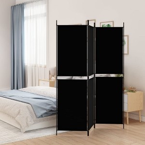 vidaXL 3-Panel Room Divider in Black, Portable and Foldable, 59.1"x70.9" Size, Created from Durable Polyester Fabric and Iron, Versatile Usage - 1 of 4