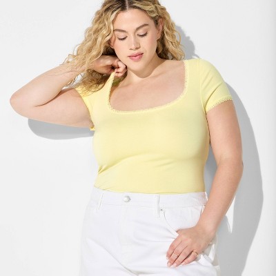 Women's Seamless Cap Sleeve Square Neck T-Shirt - Wild Fable™