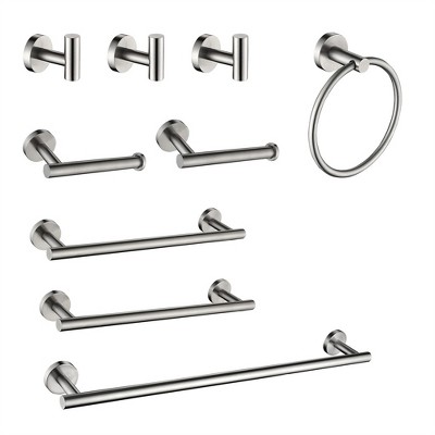 OUTSUPPLY 9 Piece Stainless Steel Bathroom Towel Rack Set, Wall Mounted Hardware with Hidden Mounting, Rustproof, Scratch-Resistant