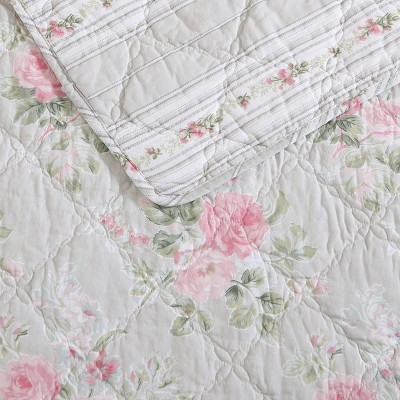 Melany Pink Reversible Cotton Twin Quilt Set