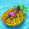 Swimline Jumbo 88" x 50" Inflatable Tropical Pineapple Pool Float Island Lounger, Lake Beach Water Raft with Headrest for 1 to 2 People, - 3 of 4