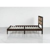 Queen Size Solid Wood Platform Bed with Rattan Headboard, Rubberwood Frame, No Box Spring Needed, Espresso Finish - 3 of 4
