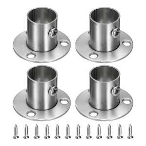 Unique Bargains Stainless Steel Wardrobe Pipe Holder Shower Closet Curtain Rod Pole Brackets 4 Pcs - 1 of 4