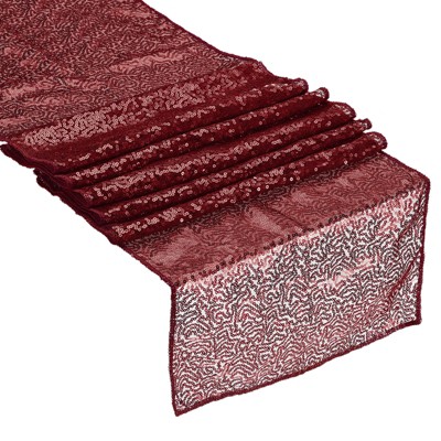 Unique Bargains Party Wedding Polyester Flexible Cutting Delicate Edges Sequin Table Runner 2 Pcs