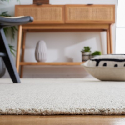 Light Grey and Ivory Hand-Tufted Wool Square Rug, 3' x 3'
