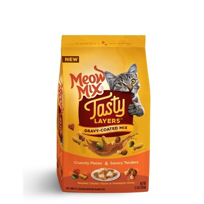 Photo 1 of 2 of the Meow Mix Tasty Layers Roasted Chicken Flavor and Homestyle Gravy Dry Cat Food - 3lbs