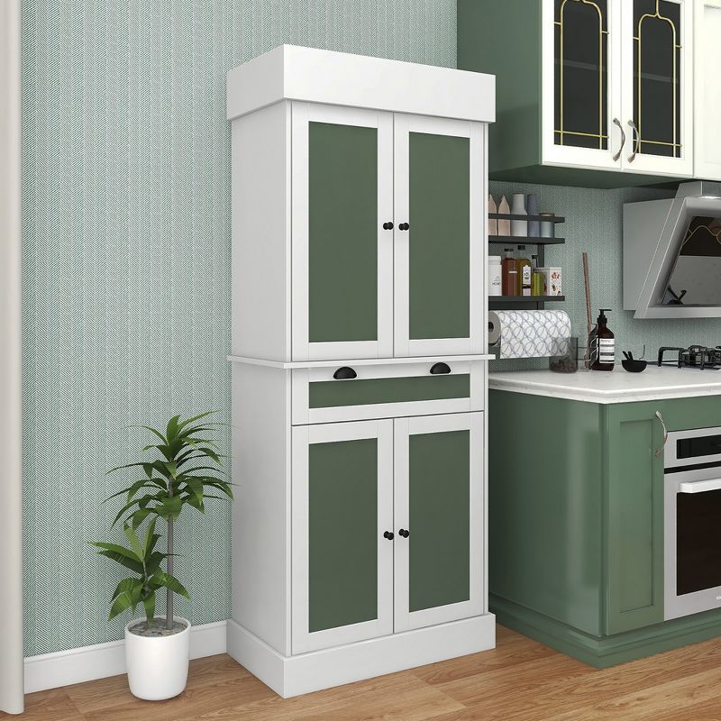 Costway 72'' Kitchen Buffet Hutch Pantry Cabinet Cupboard with 4 Doors & Adjustable Shelves, 2 of 11