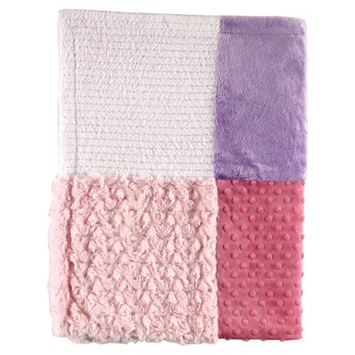 Hudson Baby Unisex Baby Multi-Fabric Panel Plush Blanket - Pink One Size