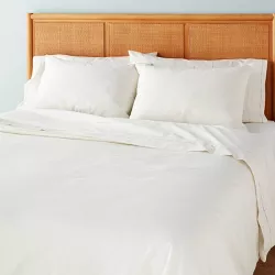 3pc Full/Queen Linen Blend Comforter Set Sour Cream - Hearth & Hand™ with Magnolia