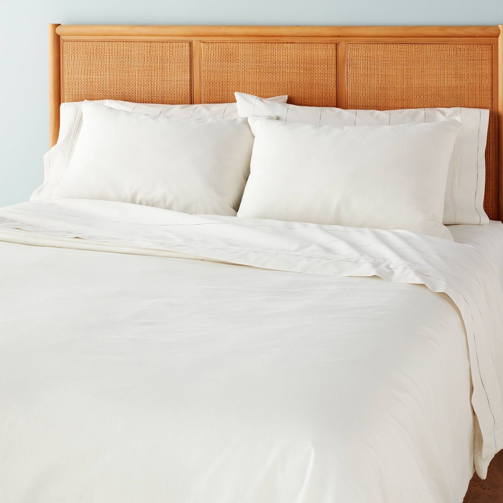 Photos - Duvet 3pc Full/Queen Linen Blend Comforter Set Sour Cream - Hearth & Hand™ with