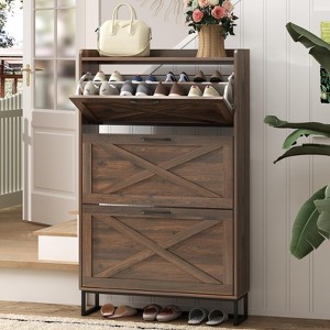 Shoe Storage Cabinet with 3 Flip Drawers - 1 of 4