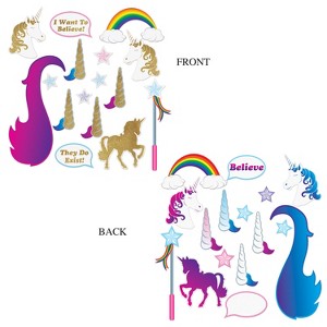 Beistle Unicorn Glittered Photo Fun Signs, 3"-19", (32/Pkg) Multicolored - 1 of 1