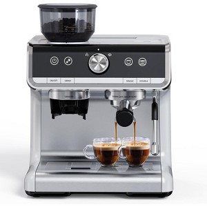 Espresso Machine with Grinder, 20 Bar Pump Semi-Automatic - 2.8L Tank, Milk Frother, 30 Grinder Settings (Home/Office, Dark) - 1 of 4