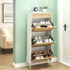 Shoe Cabinet with 3 Flip Drawers – Modern Wooden Shoe Organizer with Rattan Breathable Design & Adjustable Shelf for Entryway, Hallway, Living Room - 4 of 4