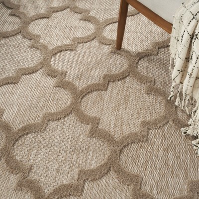 Taupe and Ivory Moroccan Trellis 7' x 10' Synthetic Area Rug